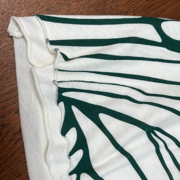 J CREW fully lined, spaghetti strap V top. Crisp dark green/cream, raw edge hem. - Picture 5 of 5